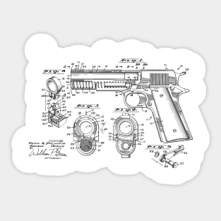 Gun Design vintage patent drawing Sticker